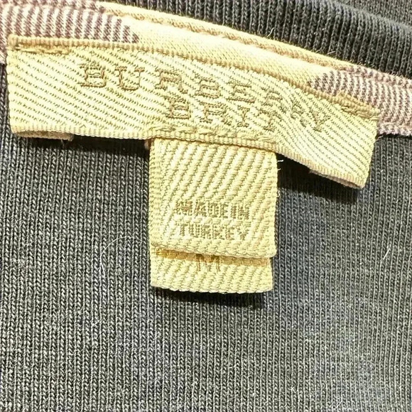 Burberry Brit Black Cotton Nova Check Trim Top size medium 3/4 Sleeve - Picture 8 of 10